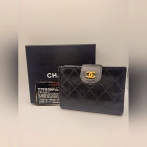 Chanel CC Logo Lambskin Black Wallet
